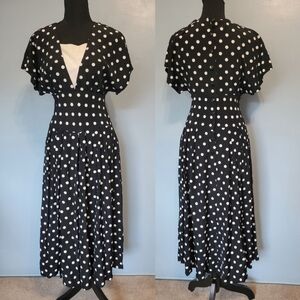 Vng REO Union Made Polka-dor Rockabilly Dress Black Size 6